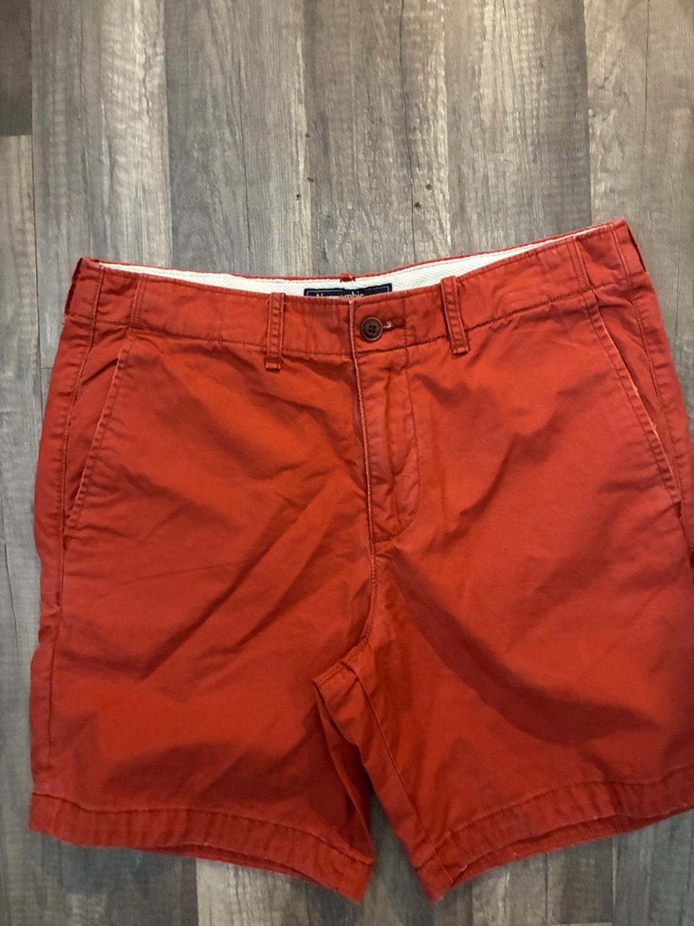 Abercrombie & Fitch Coral-Red Flat Front Chino Shorts